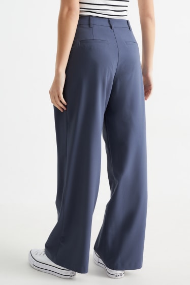 Femmes - CLOCKHOUSE - pantalon en toile - mid waist - wide leg - bleu foncé