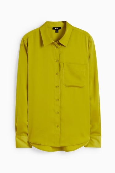 Dames - Satijnen blouse - geel