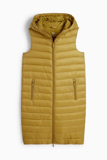 Women - Long quilted gilet - mustard yellow