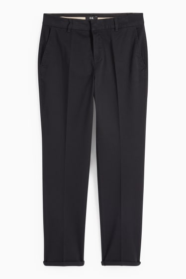 Dámské - Kalhoty chino - mid waist - tapered fit - černá