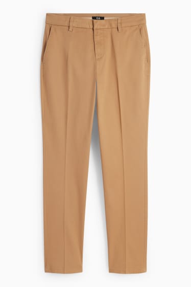 Dámské - Kalhoty chino - mid waist - tapered fit - světle hnědá