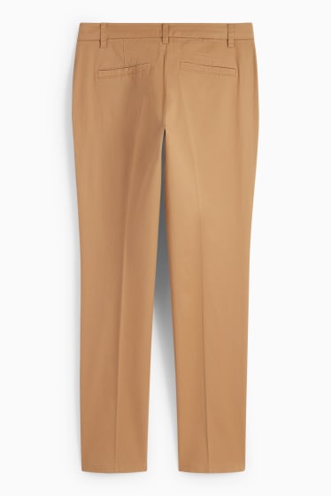 Dámské - Kalhoty chino - mid waist - tapered fit - světle hnědá