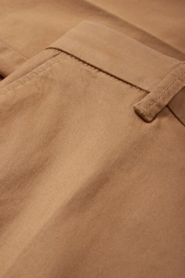 Dámské - Kalhoty chino - mid waist - tapered fit - světle hnědá