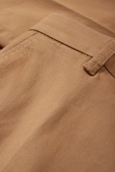 Women - Chinos - mid-rise waist - tapered fit - light brown