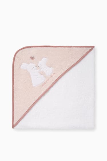 Bébés - Petit lapin - drap de bain à capuche pour bébé - blanc crème