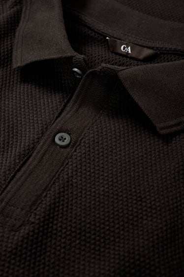 Heren - Poloshirt - met structuur - zwart