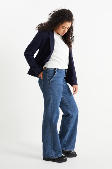 Women - Wide leg jeans - high-rise waist- LYCRA® - blue denim