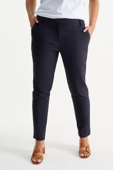Femei - Pantaloni de stofă - talie medie - slim fit - albastru închis