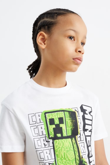 Kinder - Multipack 2er - Minecraft - Kurzarmshirt - blau / weiß