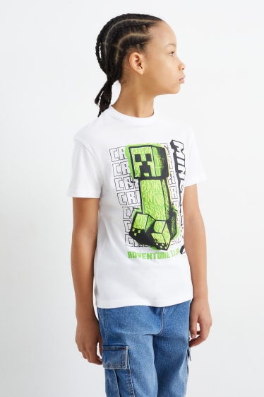 Enfants - Lot de 2 - Minecraft - T-shirt - bleu / blanc