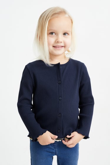 Dětské - Souprava - tričko s krátkým rukávem a pletený kardigan - 2dílná - tmavomodrá