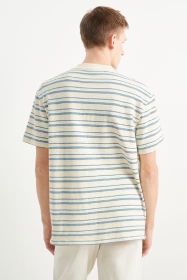 Uomo - T-shirt - a righe - beige / blu