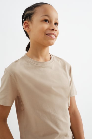 Kinder - Kurzarmshirt - beige