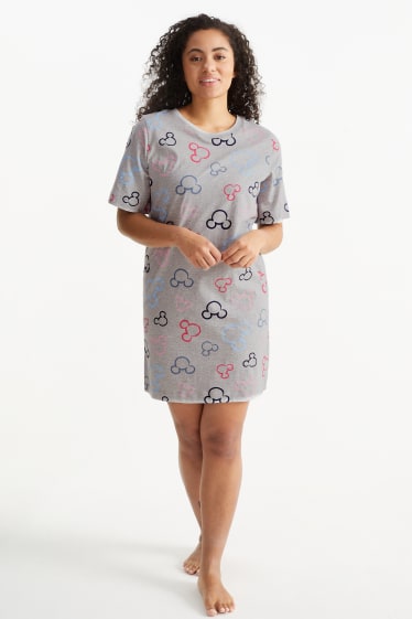 Damen - Nachthemd - Micky Maus - hellgrau-melange