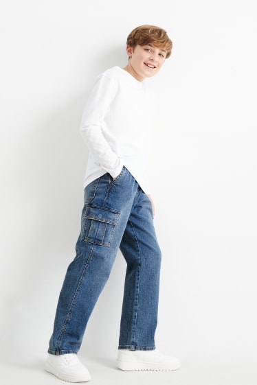 Children - Cargo jeans - blue denim