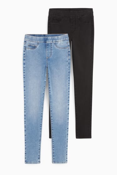 Dames - Set van 2 - jegging jeans - mid waist - jeanslichtblauw