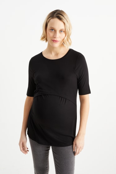 Kobiety - T-shirt do karmienia piersią - czarny