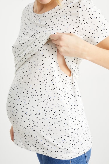 Femmes - T-shirt de grossesse - à pois - blanc