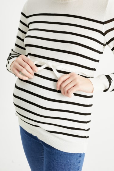 Kobiety - Sweter ciążowy - w paski - biały / czarny