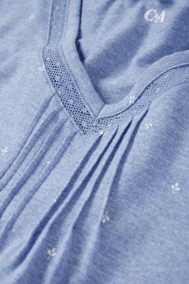 Damen - Nachthemd - geblümt - blau