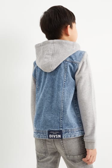 Kinderen: jongens - Spijkerjasje met capuchon - 2-in-1-look - jeansblauw
