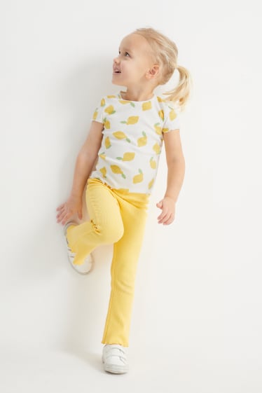 Kinderen - Citroen - set - T-shirt en flared legging - 2-delig - wit / geel