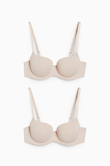 Dámské - Multipack 2 ks - podprsenka s kosticemi - FULL COVERAGE - s vycpávkami - taupe