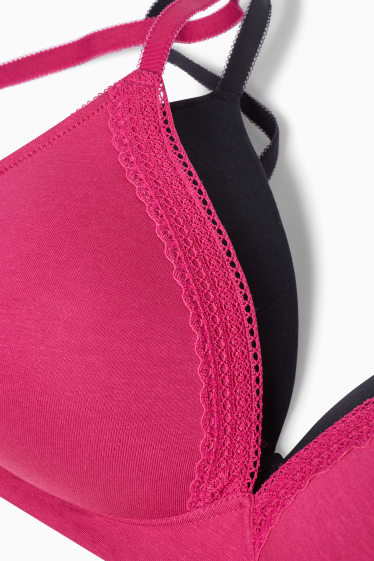 Dames - Set van 2 - BH zonder beugels - voorgevormd - zwart / roze