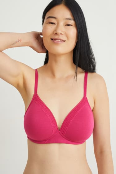 Dames - Set van 2 - BH zonder beugels - voorgevormd - zwart / roze