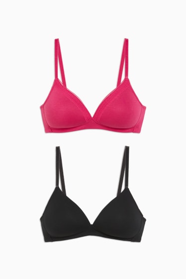 Dames - Set van 2 - BH zonder beugels - voorgevormd - zwart / roze
