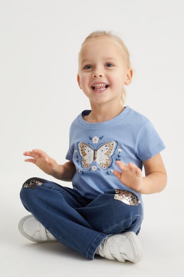 Dětské - Motiv motýla - tričko s krátkým rukávem - modrá