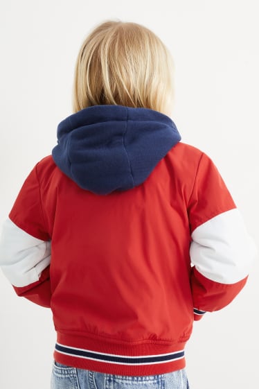 Dětské - College bunda s kapucí - červená
