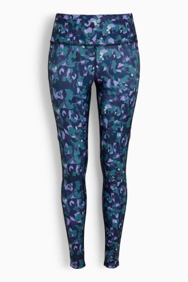 Femmes - Legging de sport - 4 Way Stretch - à motif - turquoise / noir