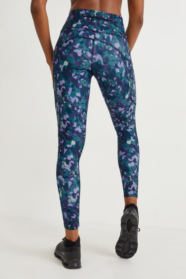 Femmes - Legging de sport - 4 Way Stretch - à motif - turquoise / noir