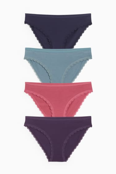 Damen - Multipack 4er - Slip - rosa / türkis