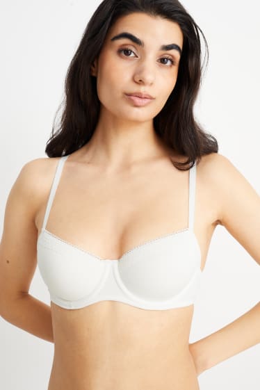 Donna - Confezione da 2 - reggiseno con ferretti - imbottito - blu  / crema