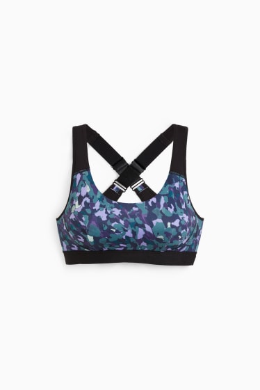 Femmes - Soutien-gorge de sport - ampliforme - 4 Way Stretch - à motif - turquoise / noir