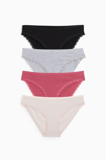 Dames - Set van 4 - slip - roze / beige