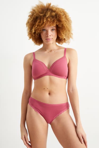 Dames - Set van 4 - slip - roze / beige