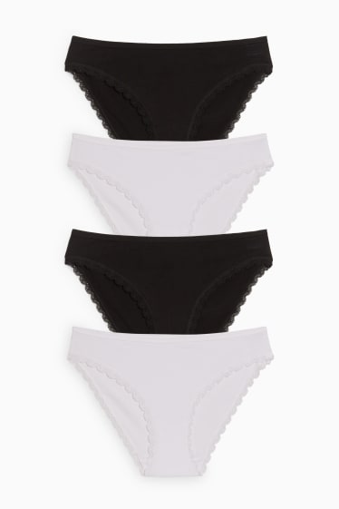 Donna - Confezione da 4 - slip - bianco / nero