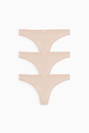 Damen - Multipack 3er - String - hellbeige