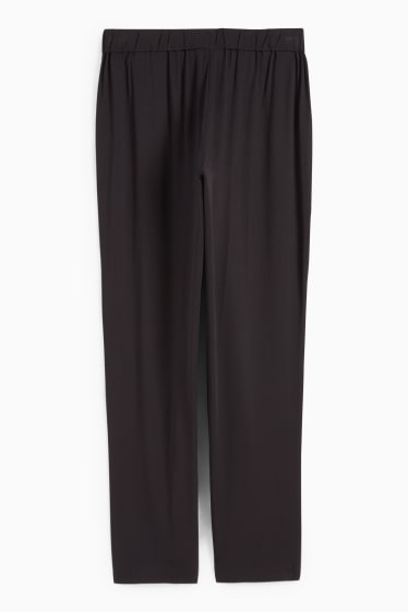 Femmes - Pantalon en toile - mid waist - tapered fit - noir