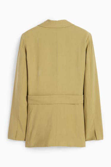Women - Blazer with belt - regular fit - mustard yellow