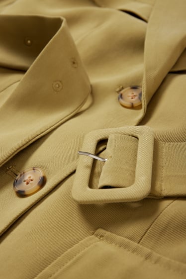 Women - Blazer with belt - regular fit - mustard yellow