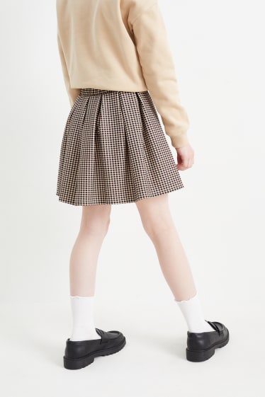 Children - Skirt - check - beige / brown