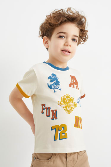 Copii - Dino - tricou cu mânecă scurtă - alb-crem
