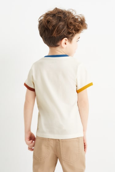 Dětské - Motiv dinosaura - tričko s krátkým rukávem - krémově bílá