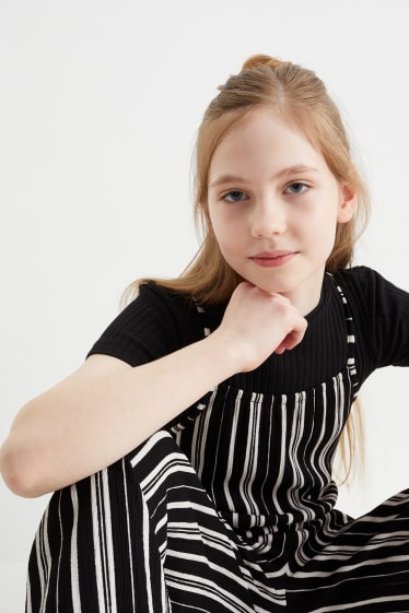 Children - Set - short sleeve T-shirt and jumpsuit - 2 piece - black