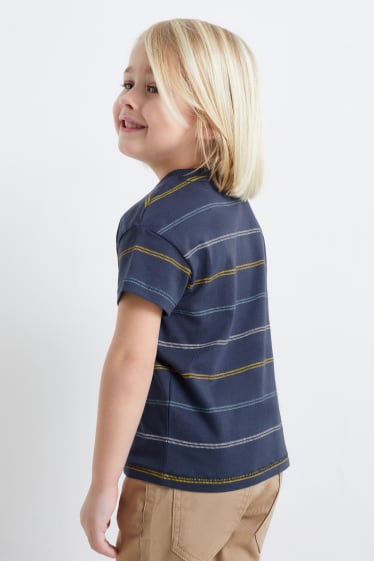 Niños - Camiseta de manga corta - de rayas - azul oscuro