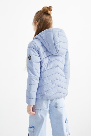 Kinder - Steppjacke mit Kapuze - wasserabweisend - hellblau